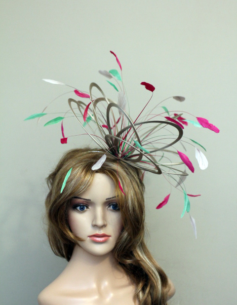 taupe hot pink emerald green medium no hackle (1)