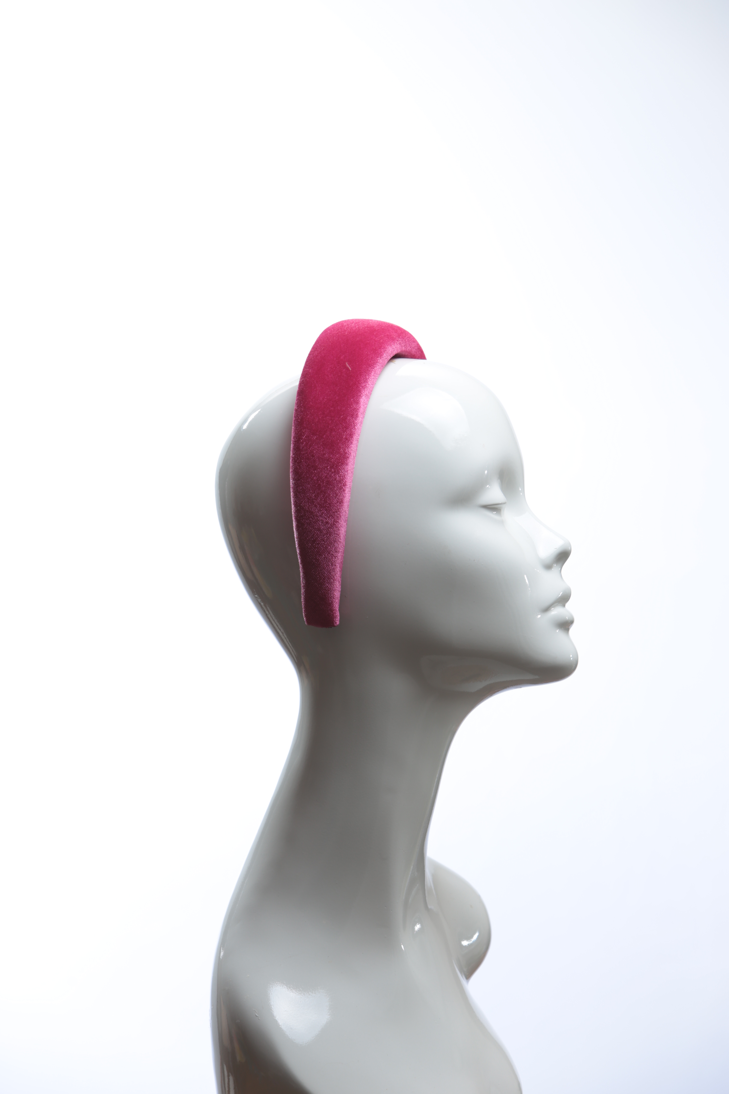 hot pink velvet padded headband (19) Hot Pink Padded Velvet Headband Wedding Fascinator hat