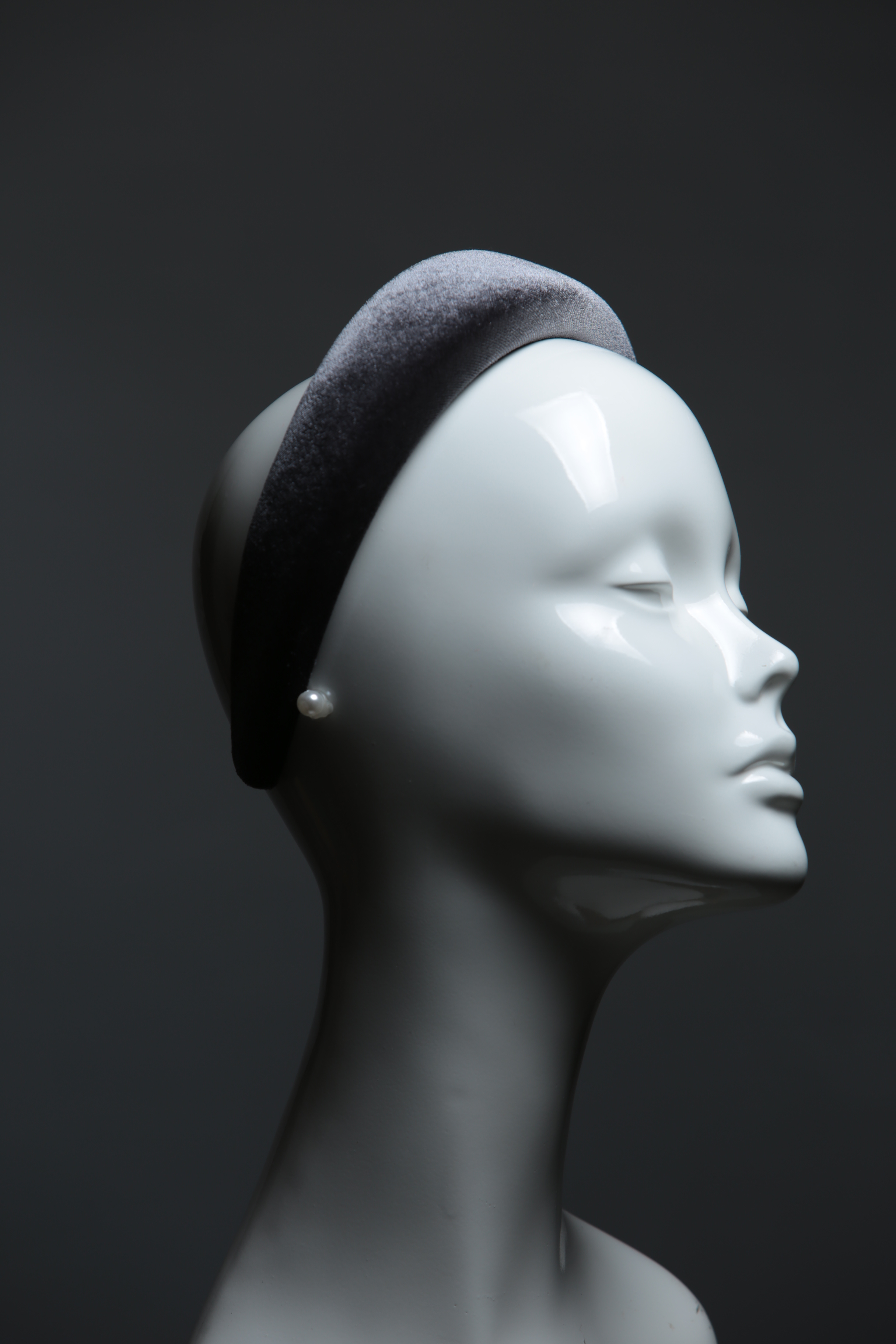 pewter grey padded velvet headband (15) Pewter Grey Velvet Headband Wedding Fascinator hat