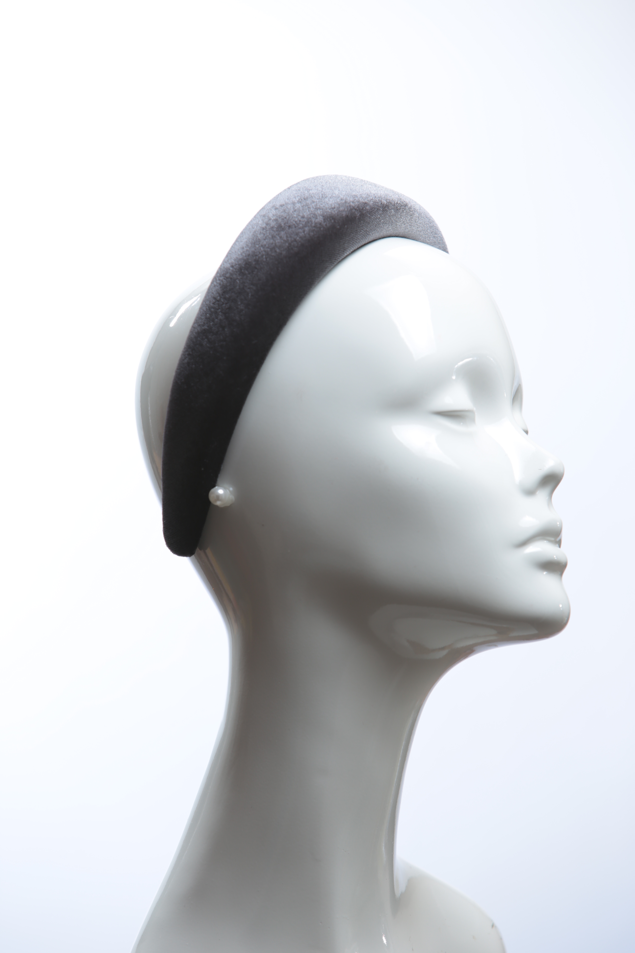 pewter grey padded velvet headband (18) Pewter Grey Velvet Headband Wedding Fascinator hat