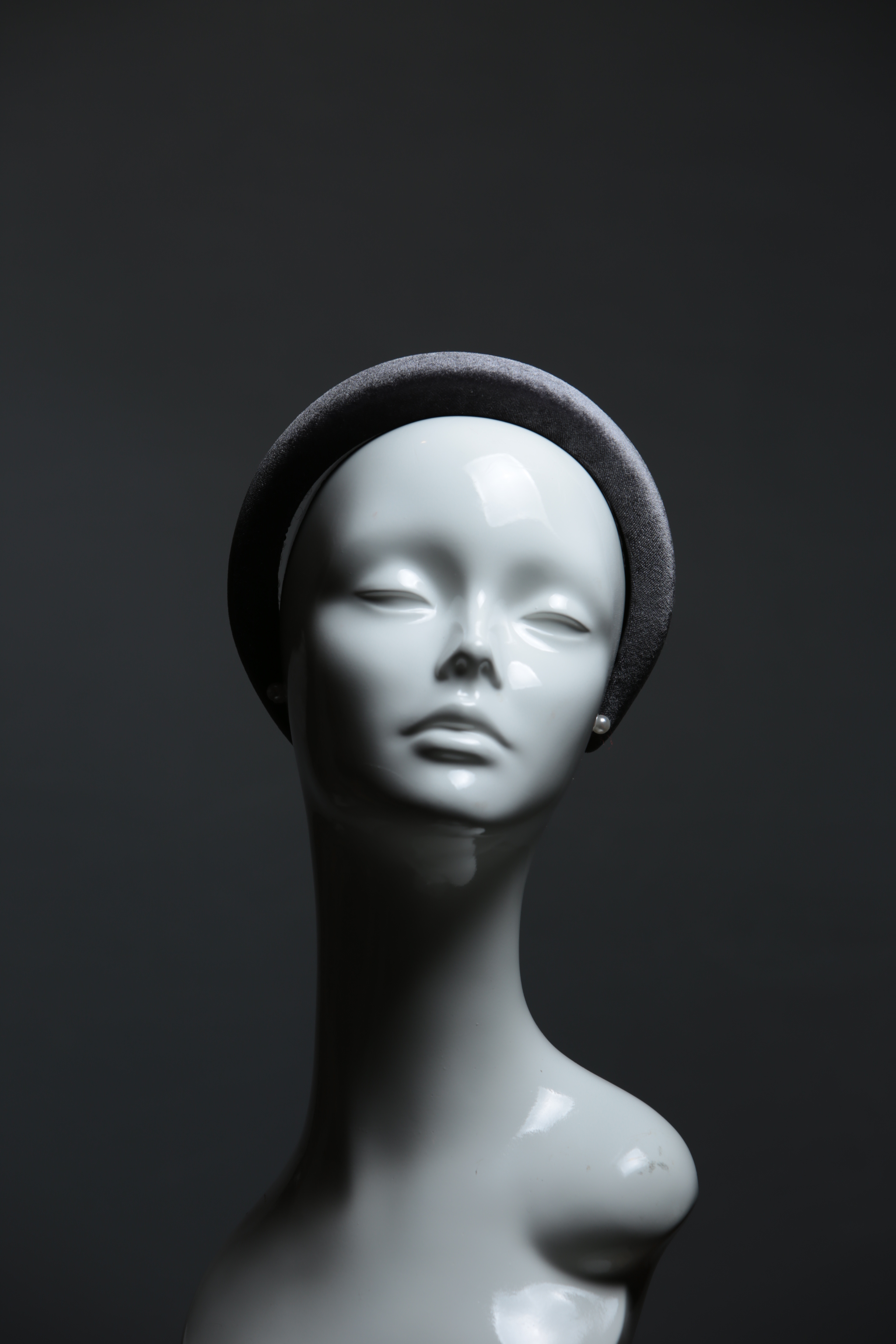 pewter grey padded velvet headband (3) Pewter Grey Velvet Headband Wedding Fascinator hat