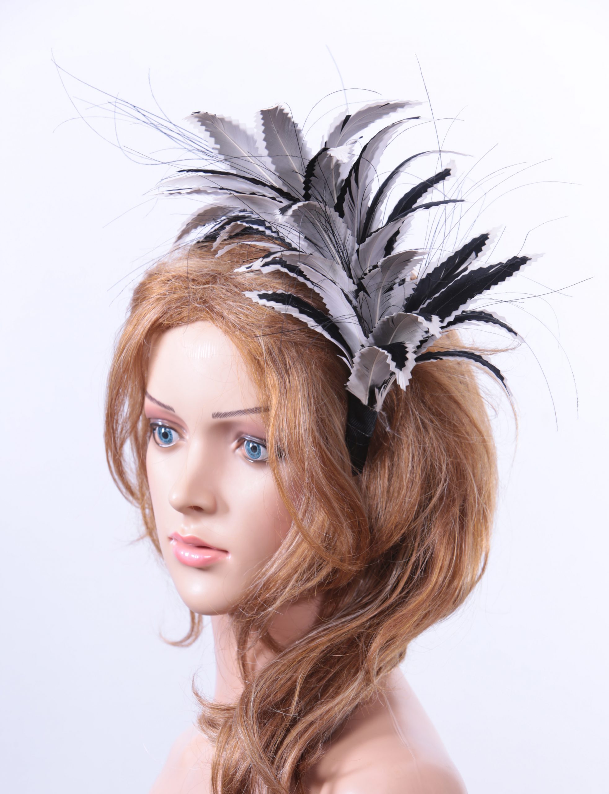 black and pale grey feather mount headband (4) black and pale grey feather mount headband suitable for a wedding or ladies day at the races