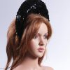 Black Sequin Double sided Halo Crown headband Headpiece Fascinator Hat