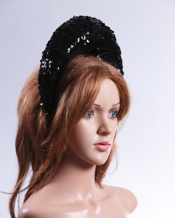 Black Sequin Double sided Halo Crown headband Headpiece Fascinator Hat