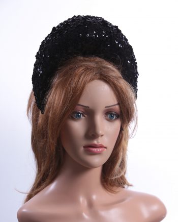 Black Sequin Double sided Halo Crown headband Headpiece Fascinator Hat