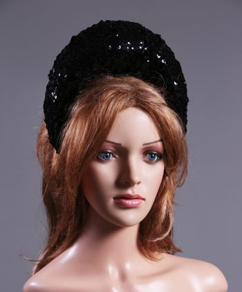 Black Sequin Double sided Halo Crown headband Headpiece Fascinator Hat