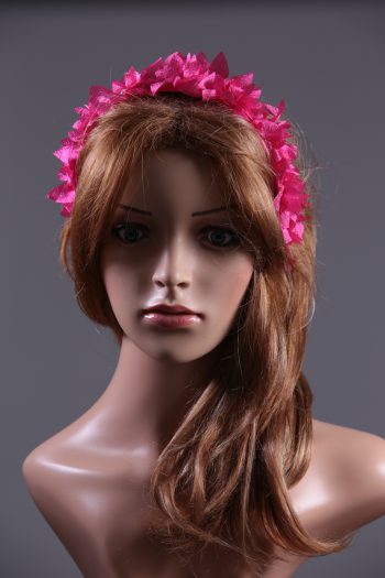 Hot Pink organza flower diamante trim headband fascinator hat suitable for a ladies day out or day at the races or wedding