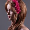 Hot Pink organza flower diamante trim headband fascinator hat suitable for a ladies day out or day at the races or wedding