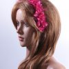 Hot Pink organza flower diamante trim headband fascinator hat suitable for a ladies day out or day at the races or wedding