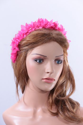 Hot Pink organza flower diamante trim headband fascinator hat suitable for a ladies day out or day at the races or wedding