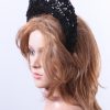 Black Sequin Double sided Halo Crown headband Headpiece Fascinator Hat