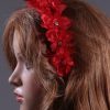 Red organza flower headband suitable for a ladies day at the races, bridal or a wedding