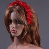 Red organza flower headband suitable for a ladies day at the races, bridal or a wedding