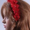 Red organza flower headband suitable for a ladies day at the races, bridal or a wedding