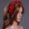 Red organza flower headband suitable for a ladies day at the races, bridal or a wedding