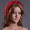 Red organza flower headband suitable for a ladies day at the races, bridal or a wedding