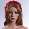 Red organza flower headband suitable for a ladies day at the races, bridal or a wedding