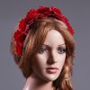 Vintage Red lace 3D flower headband Headpiece Fascinator Hat suitable for a wedding, bridal or ladies day at the races