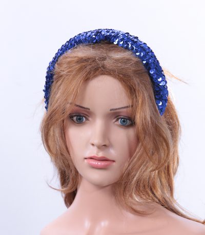 Royal Blue Sequin Padded headband Headpiece Fascinator Hat suitable for a wedding, party, or a ladies day at the races