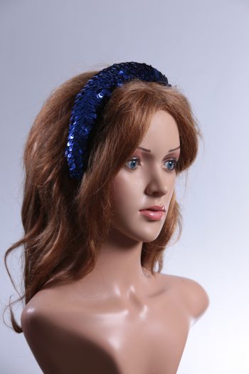 Royal Blue Sequin Padded headband Headpiece Fascinator Hat suitable for a wedding, party, or a ladies day at the races