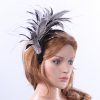 black and pale grey feather mount headband suitable for a wedding or ladies day at the races