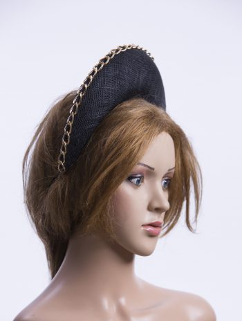 black sinamay halo crown for a wedding or the races