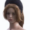 black sinamay halo crown for a wedding or the races