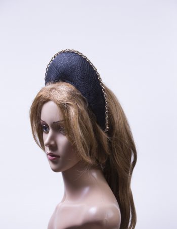 black sinamay halo crown for a wedding or the races