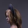 black sinamay halo crown for a wedding or the races