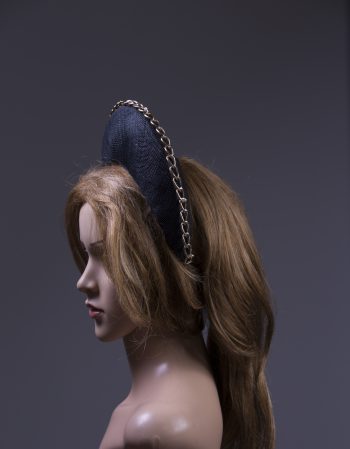 black sinamay halo crown for a wedding or the races