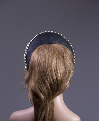 black sinamay halo crown for a wedding or the races