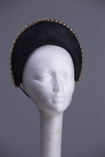 black sinamay halo crown for a wedding or the races