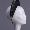 black sinamay halo crown for a wedding or the races