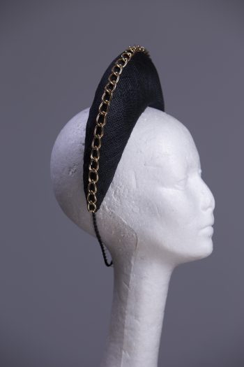 black sinamay halo crown for a wedding or the races