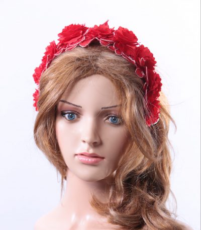 Vintage Red lace 3D flower headband Headpiece Fascinator Hat suitable for a wedding, bridal or ladies day at the races