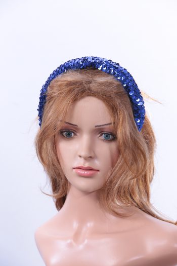 Royal Blue Sequin Padded headband Headpiece Fascinator Hat suitable for a wedding, party, or a ladies day at the races