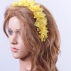 Yellow organza flower headband suitable for a ladies day at the races, bridal or a wedding