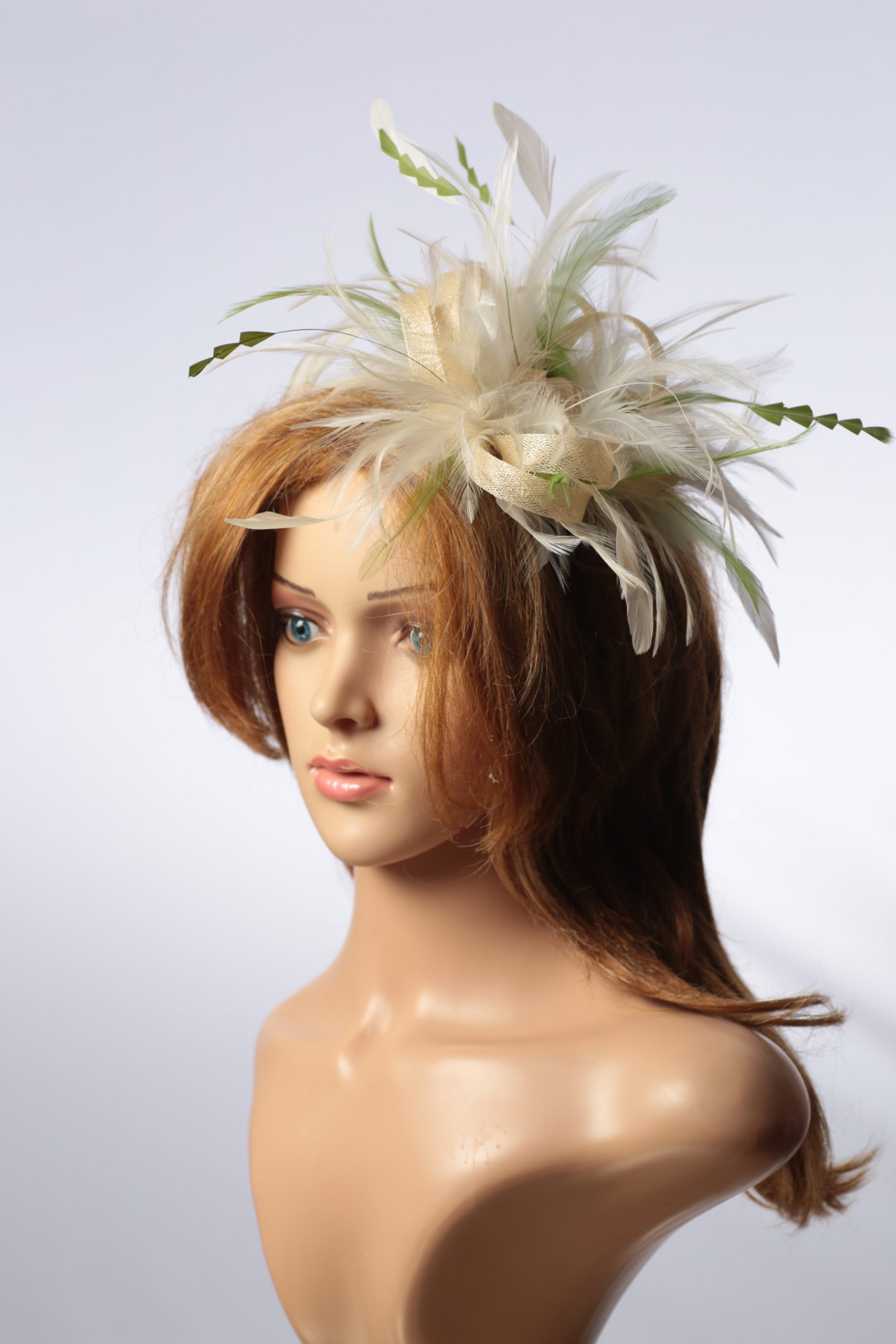 cream and olive moss green sinamay and feather fascinator hat cream and olive moss green sinamay and feather fascinator hat