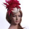 Ivory & Red Pillbox Feather Fascinator Hat