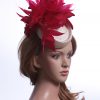 Ivory & Red Pillbox Feather Fascinator Hat