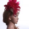 Ivory & Red Pillbox Feather Fascinator Hat