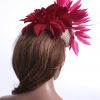 Ivory & Red Pillbox Feather Fascinator Hat