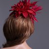 Ivory & Red Pillbox Feather Fascinator Hat