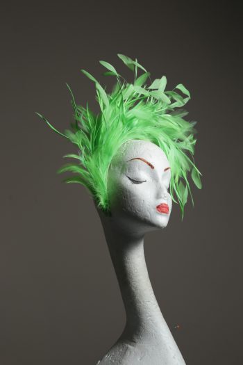 Lime Green Feather Crown Headband Fascinator Hat