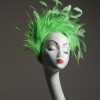 Lime Green Feather Crown Headband Fascinator Hat