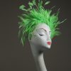 Lime Green Feather Crown Headband Fascinator Hat