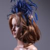 Navy Blue Feather Crown Headband Fascinator Hat