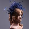 Navy Blue Feather Crown Headband Fascinator Hat