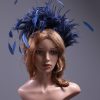 Navy Blue Feather Crown Headband Fascinator Hat