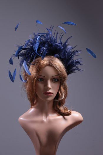 Navy Blue Feather Crown Headband Fascinator Hat